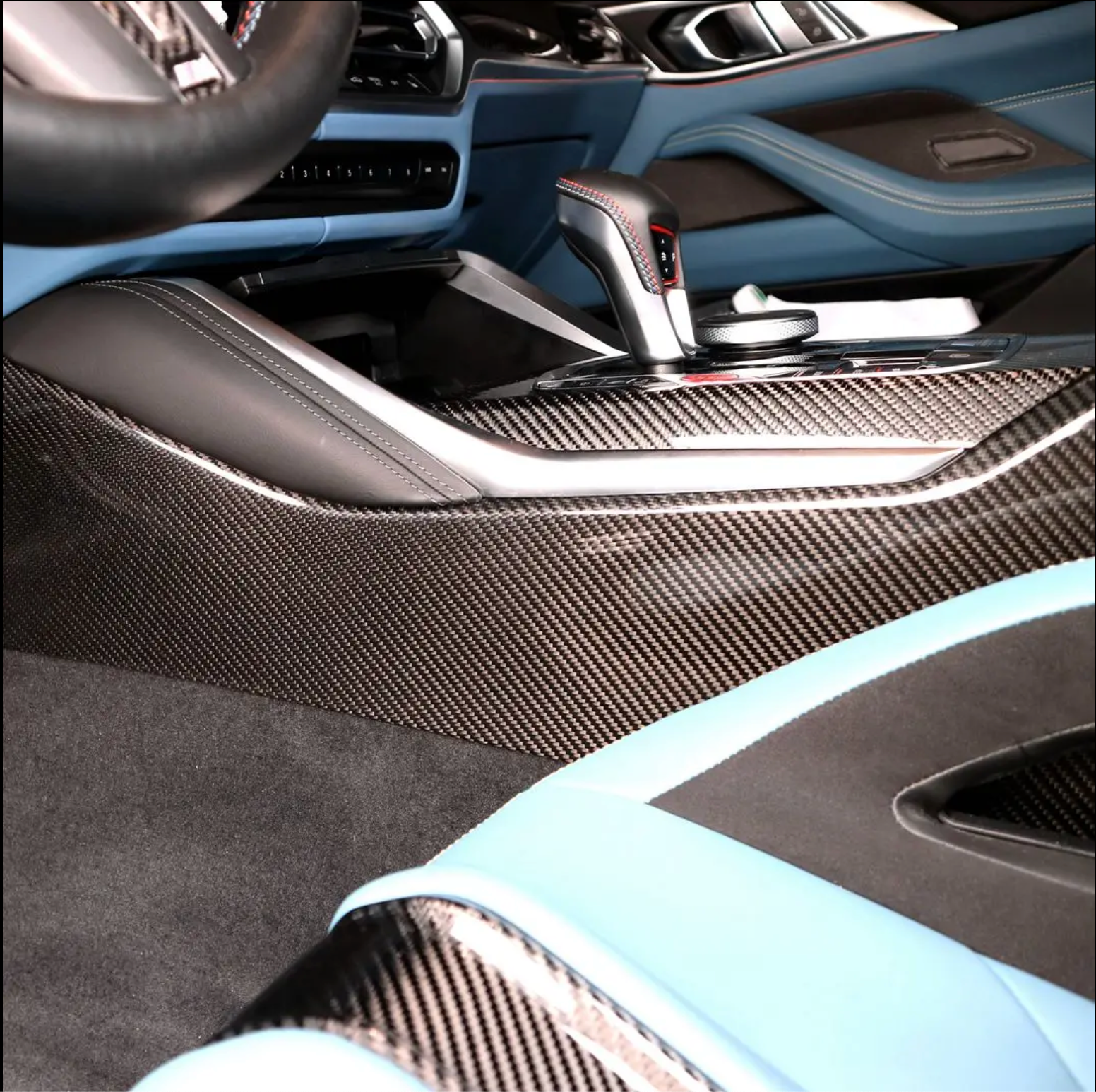 Dry Carbon Fiber Center Console Trim Set – BMW G80 M3 / G82 M4 | Eterna Motorworks